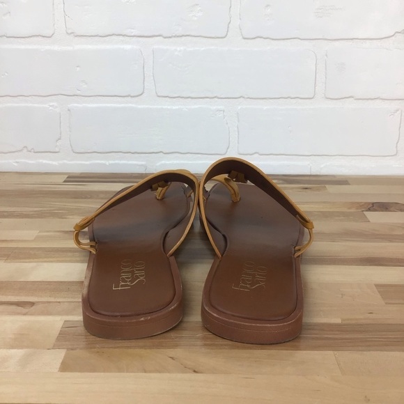 FRANCO Sarto sandals yellow leather flat toe strap stylish contemporary boho 8.5 - Picture 2 of 14